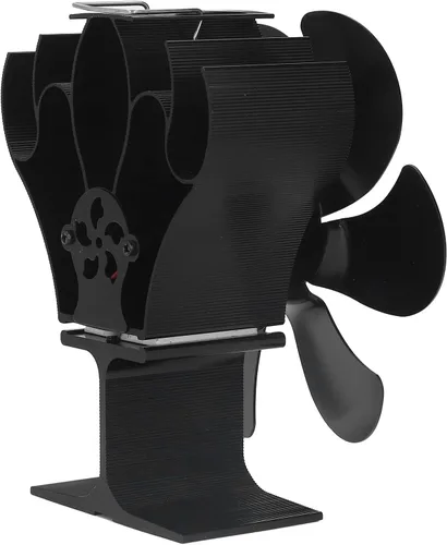 Miniatura 3 de Ventilador de estufa de 6 aspas, ventilador de estufa de leña con arranque automático, ventilador de chimenea, diámetro negro, circulación de aire