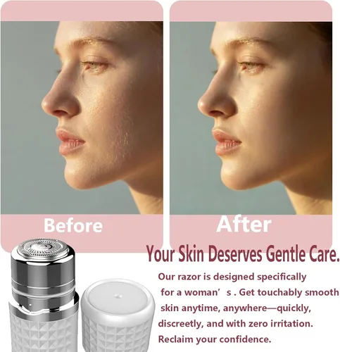 Miniatura 3 de Depilación facial sin dolor para mujeres, afeitadora facial eléctrica, recortadora portátil de melocotón para labios, barbilla y mejillas, Blanco