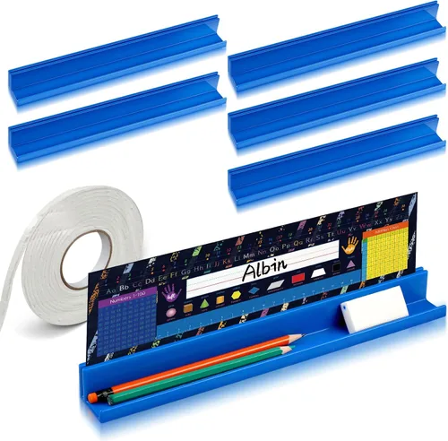 PerKoop 5 Pcs Classroom Desk Name Plates Holder for Student Index Cards Storage Kids Desk Accessories Desktop Prop and Station Guard Panels