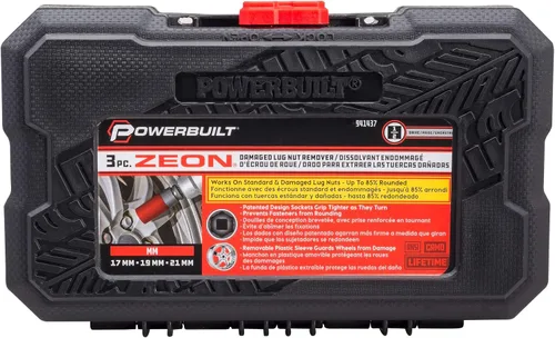 Miniatura 2 de Tools Powerbuilt - Juego de 3 llaves de vaso MM Zeon para ruedas, de mano, tomas de impacto, profundas, 1/2 pulgada