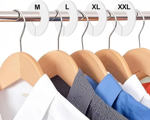 Miniatura 7 de Paquete de 10 separadores de armario para colgar ropa, organizadores de armario de plástico duradero, perfectos para barras de armario, estantes