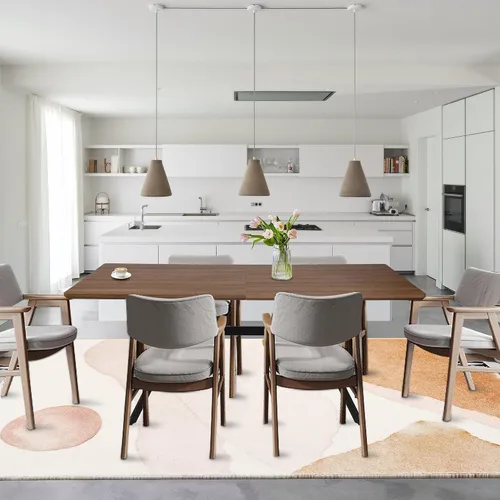 Miniatura 7 de Mesa de comedor rectangular de 71 pulgadas para 6 y 8 pulgadas, mesa de cocina de madera moderna de mediados de siglo con patas cruzadas de metal