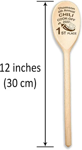 Miniatura 3 de Chili Cook Off Spoon Premio Personalizado Trofeo de Chili de Madera Premio Campeón de Cocina 1er 2do 3er Lugar Mejor Postre Personalizado Nombre