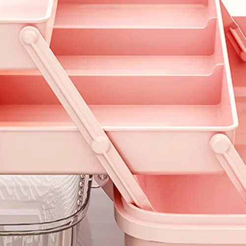 Miniatura 7 de Caja organizadora de accesorios para el cabello, caja de almacenamiento portátil de 3 capas, caja de herramientas de plástico multifuncional