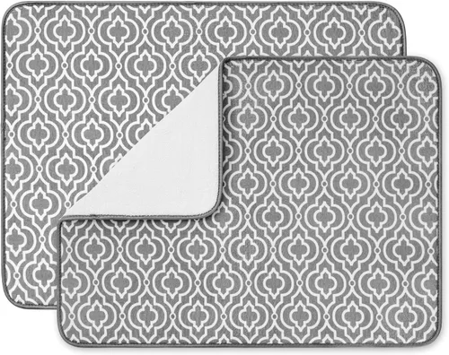 Miniatura 13 de Estera de secado de platos para cocina, paquete de 2, esteras de drenaje de platos de microfibra ultra absorbente de Subekyu, 19.2 por 15.8 pulgadas