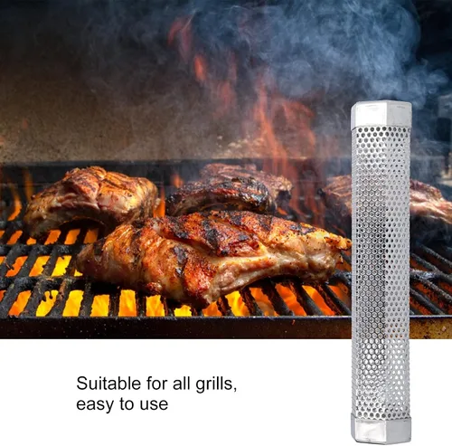 Miniatura 3 de CHICIRIS Tubo de fumador de acero inoxidable 304, portátil, hexagonal, estable, generador de humo para ahumar alimentos fríos y calientes, a