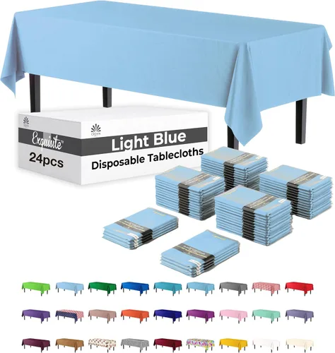 Miniatura 20 de Party Solids Mantel rectangular de plástico color azul aguamarina, 54 x 108 pulgadas, paquete de 24