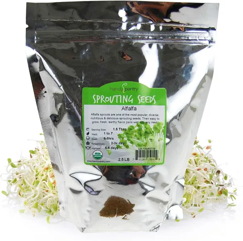 Miniatura 8 de Semilla de brote de alfalfa orgánico certificado – marca Handy Pantry – semillas de alta germinación comestibles - jardinería, cultivos