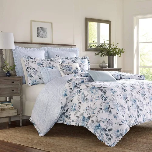 Miniatura 10 de Laura Ashley Home - Juego de funda de edredón tamaño individual, ropa de cama reversible de algodón con funda a juego, decoración ligera del hogar