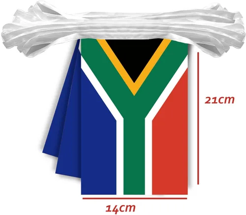 Miniatura 2 de MacLand Juego de 30 banderas nacionales de Sudáfrica de 33 pies, banderas rectangulares de poliéster en rojo, verde, azul