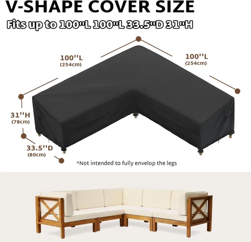 Miniatura 2 de iBirdie Funda modular para exteriores para sofá seccional de 100 x 100 pulgadas, 98 x 98, 96 x 96 en forma de L, para sofá de patio impermeable y a