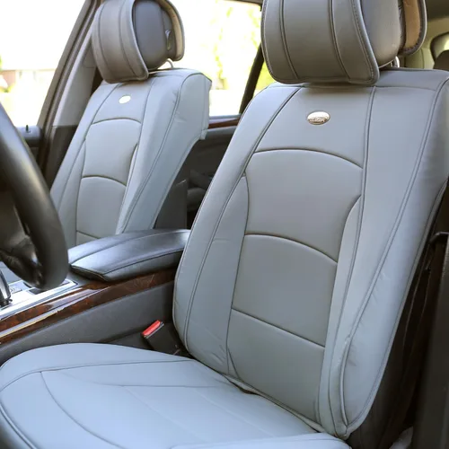 Miniatura 5 de TLH - Juego completo de cojines de asiento de cuero sintético ultra cómodos, ajuste universal para coches, camiones, SUV Azul Negro