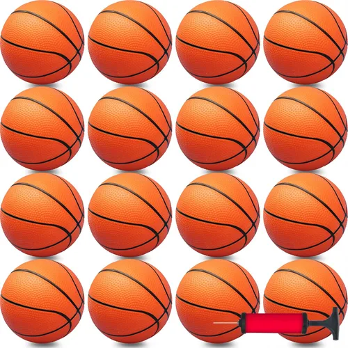 Miniatura 8 de 30 piezas de mini pelotas de baloncesto de 7 pulgadas a granel, juego pequeño de baloncesto con bomba, baloncesto pequeño de PVC para juegos de aro