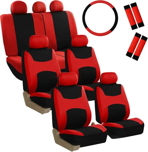 Miniatura 13 de FH Group Light & Breezy - Fundas de tela para asiento de auto, juego de tres filas para 7 asientos - Compatible con bolsa de aire y asiento dividido