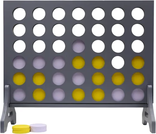 Miniatura 78 de Juego gigante 4 en una fila para familia y adultos – Tailgating Pros Jumbo de madera gris cuatro en una fila juego de patio para interiores