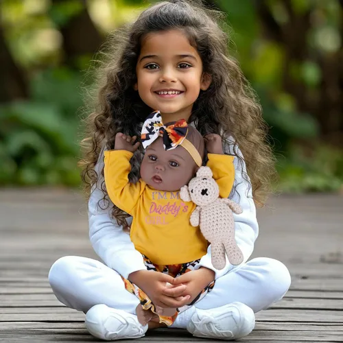 Miniatura 3 de Milidool Muñecas de bebé Reborn negras realistas de 18 pulgadas, muñeca de bebé negra recién nacida con peso real, juego de regalo para niñas a
