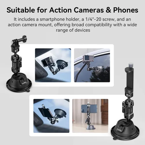 Miniatura 2 de SMALLRIG Soporte de ventosa para GoPro con pasador antitorsión, soporte de metal para parabrisas de automóvil en el exterior, montaje en tablero
