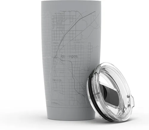 Miniatura 52 de Well Told Vaso de café aislado con diseño grabado de mapa de Atlanta Georgia, taza de acero inoxidable grabada (20 onzas, negro) con diseño de mapa