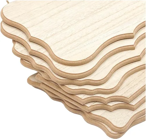 Miniatura 5 de Paquete de 8 carteles de madera sin terminar con placas de madera sin pintar para manualidades caseras, 4 estilos surtidos (6 x 9 pulgadas)