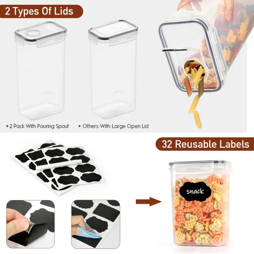 Miniatura 3 de JUJOJB Juego de recipientes herméticos para almacenamiento de alimentos con tapas, paquete de 30, organización de cocina y despensa de plástico sin