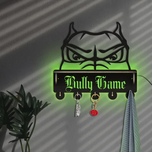 Miniatura 5 de The Geeky Days Peeking American Bully Head - Estante organizador de llaves con 5 ganchos, moderno organizador de entrada que brilla en la oscuridad