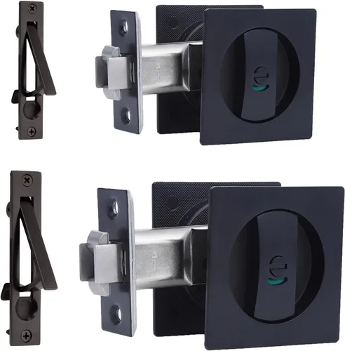 Miniatura 17 de Dontay Cerradura de indicadores codificados por color para puerta de bolsillo, cerradura de manijas de privacidad (cama/baño), fondo de 2-3/8 Negro