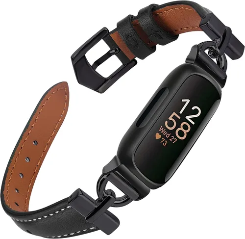 Miniatura 7 de Correas de cuero compatibles con Fitbit Inspire 3, correas de reloj de repuesto en forma de D, pulsera suave para Fitbit Inspire 3 Fitness Tracker