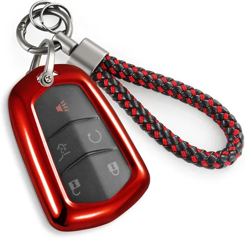Miniatura 23 de Funda para llavero GMC con llavero de cuerda trenzada de metal antipérdida, exquisita funda suave para Tahoe Acadia Terrain Yukon Yukon XL Silverado