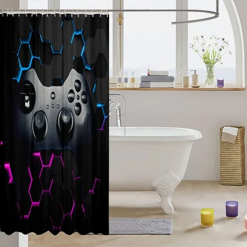 Miniatura 3 de Erosebridal Cortina de ducha para decoración de baño, con estampado de leones y rosas, para niños, adolescentes, niños, niñas, habitación del hogar