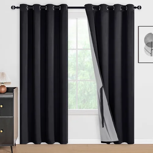 Miniatura 62 de DWCN Cortinas 100% opacas de 84 pulgadas de largo para dormitorio con forro negro, paneles de cortina de ventana de doble capa con aislamiento Azul