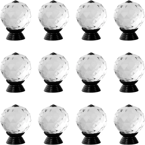 Miniatura 16 de 12 pomos de cristal de forma redonda de 1.18 pulgadas con tornillos, perilla de cajón para tirar, utilizada para cocina, tocador, puerta, armario