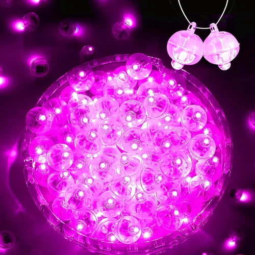 Miniatura 20 de 50 mini luces LED, globos de luz LED para decoraciones de fiesta, luces de fiesta de neón para linterna de papel, huevos de Pascua, fiesta de Rojo