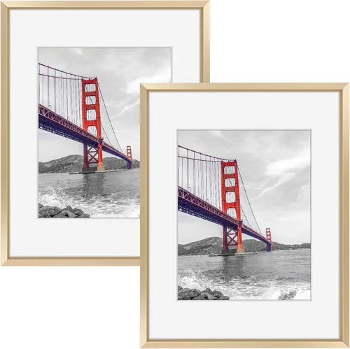 Miniatura 31 de Frametory, Portarretratos de metal de 16 x 24 pulgadas con paspartú para fotos de 12 x 18 pulgadas y vidrio real, colección de marcos de fotos