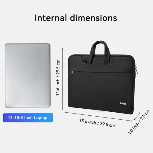 Miniatura 8 de Voova - Bolso de hombro para laptop de 14, 15, 15.6, 17, y 17.3 pulgadas, funda de transporte, maletín cruzado con correa Negro
