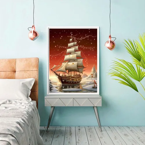 Miniatura 3 de Reofrey Kits de arte de diamantes de bricolaje para adultos, árbol de Navidad, kit de pintura de diamantes de imitación redondo de taladro completo