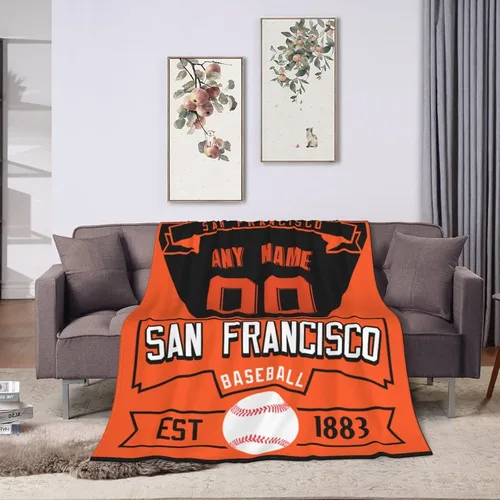Miniatura 26 de Manta personalizada para fanáticos de la cama, regalo de béisbol, ciudad, invierno, verano, manta de forro polar con nombre y número personalizados