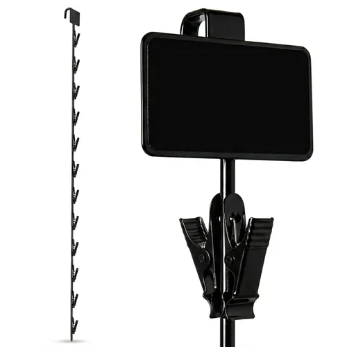 Negro, MS-29BK, Individual | Tira de merchandising de metal resistente de 12 ganchos Clip Strip | 31" de largo | Clip Strip Corp
