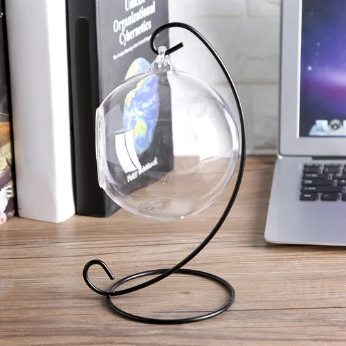 Miniatura 5 de Terrario colgante de vidrio con soporte de metal, maceta geométrica para suculentas, plantas de aire y decoración de interiores