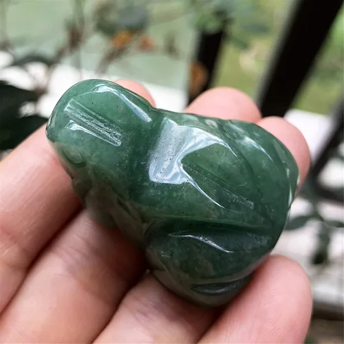 Miniatura 3 de Fekuar Estatua de rana de piedra de aventurina verde tallada, figura de bolsillo de cristal curativo, decoración de 1.5 pulgadas