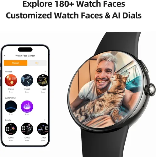 Miniatura 7 de Parsonver Reloj inteligente AMOLED para hombres y mujeres, pantalla siempre encendida, rastreador de fitness, responder/realizar llamadas, 2 bandas
