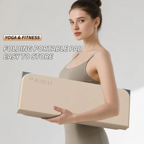 Miniatura 3 de PAIDU Esterilla de yoga plegable para fitness, extra gruesa de 2/5 pulgadas (0.394 in) TPE antideslizante certificado SGS 75 x 26 pulgadas extra
