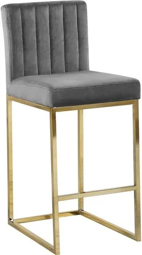 Miniatura 8 de Meridian Furniture Giselle Collection Modern Taburete de mostrador contemporáneo tapizado de terciopelo, con base de metal cromado pulido, 16