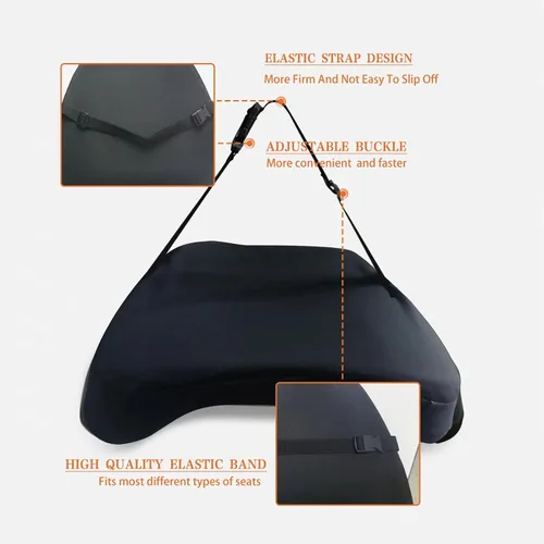 Miniatura 5 de Almohada Lumbar Súper Cómoda, Almohada de Soporte Lumbar para Alivio del Dolor de Espalda con Correa Ajustable, 100% Espuma Viscoelástica y Funda