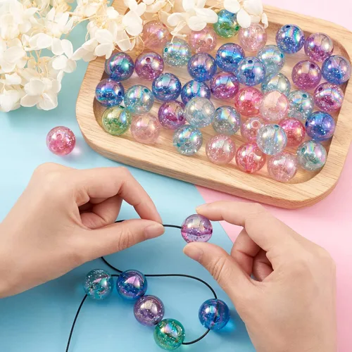 Miniatura 6 de Cheriswelry Cuentas acrílicas de color mixto para poni, espaciador suelto de plástico grueso, bolas de chicle, espaciador para pulseras, collares