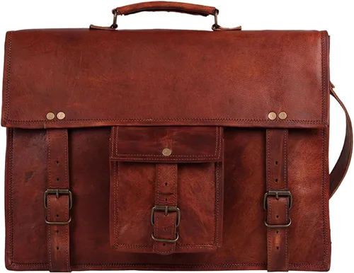 Bolso bandolera de cuero para hombre, maletín de cuero de grano completo de 14 pulgadas para laptop, bolso vintage para computadora, bolsa cruzada