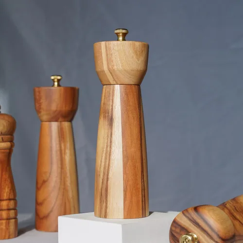 Miniatura 8 de Molinillo de pimienta, molinillo de pimienta con acero inoxidable ajustable, madera de acacia, 20.5 cm/8 pulgadas de altura, diámetro inferior: 6