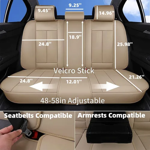 Miniatura 3 de Coverado Juego completo de fundas de asiento de automóvil, protector de asiento de automóvil, impermeable, cojín de asiento de automóvil de piel