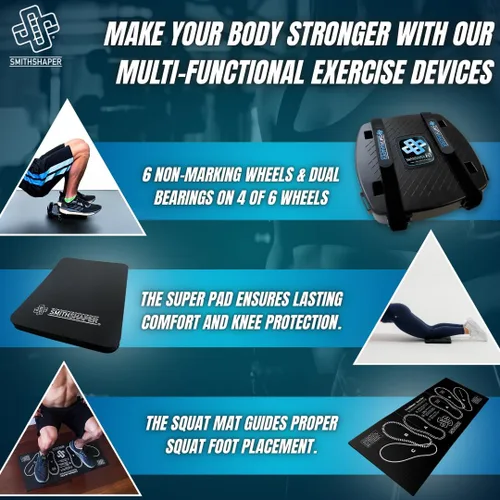 Miniatura 6 de FIT Ab Squat Roller Dual Mat Bundle (FIT ASR con una alfombrilla para sentadillas y una súper almohadilla)
