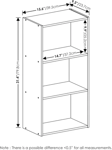 Miniatura 3 de Furinno Luder - Estantería abierta de 3 niveles, color roble francés