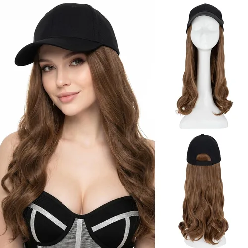 Miniatura 32 de SEGO Gorra de béisbol con extensiones de cabello para mujer, resistente al calor, sintético, 6 pulgadas, ajustable, corta, recta, peluca de repuesto